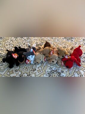 Ty Beanie Babies Dogs Lot of 8 Vintage Retired New With Tags mint tag errors